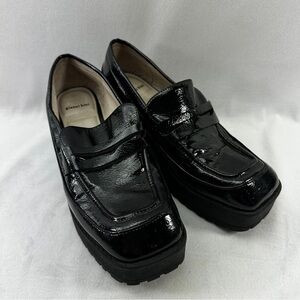Gianni Bini Loafers Patent Leather Platform Lug Soles Black 8 Business Work